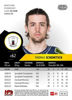 2023-24 Playercards Update (DEL) #362 Thomas Schemitsch Back