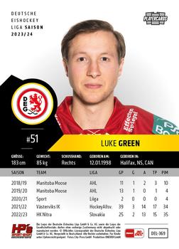 2023-24 Playercards Update (DEL) #369 Luke Green Back