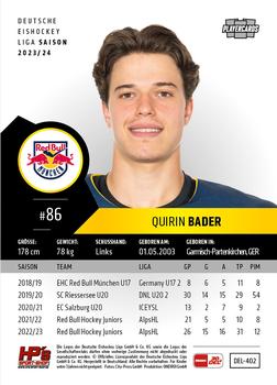 2023-24 Playercards Update (DEL) #402 Quirin Bader Back