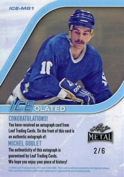 2024 Leaf Metal Hockey Legends - ICEolated Autographs Diagonal Shimmer Orange #ICE-MG1 Michel Goulet Back