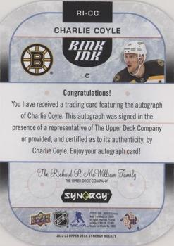 2022-23 Upper Deck Synergy - Rink Ink Mystery Gold Achievements #RI-CC Charlie Coyle Back