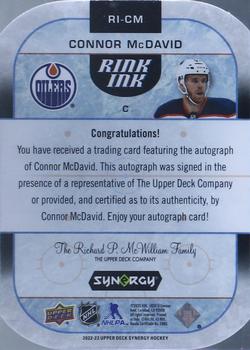 2022-23 Upper Deck Synergy - Rink Ink Mystery Gold Achievements #RI-CM Connor McDavid Back