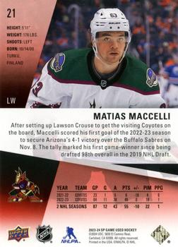 2023-24 SP Game Used - Red #21 Matias Maccelli Back