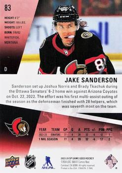 2023-24 SP Game Used - Red #83 Jake Sanderson Back