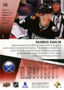 2023-24 SP Game Used - Red #149 Rasmus Dahlin Back