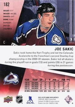 2023-24 SP Game Used - Red #182 Joe Sakic Back