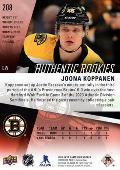 2023-24 SP Game Used - Red #208 Joona Koppanen Back