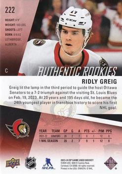 2023-24 SP Game Used - Red #222 Ridly Greig Back