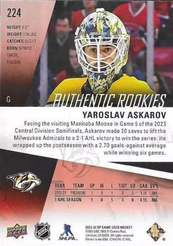 2023-24 SP Game Used - Red #224 Yaroslav Askarov Back