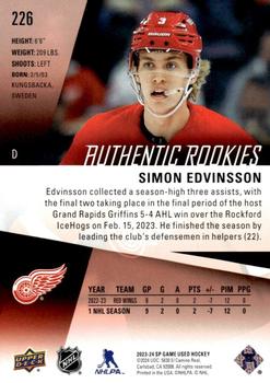 2023-24 SP Game Used - Red #226 Simon Edvinsson Back