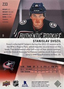2023-24 SP Game Used - Red #233 Stanislav Svozil Back