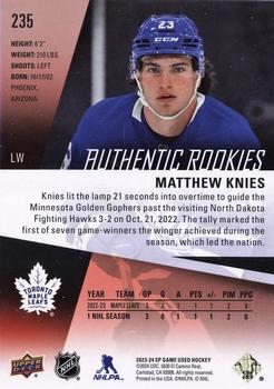 2023-24 SP Game Used - Red #235 Matthew Knies Back