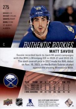 2023-24 SP Game Used - Red #275 Matt Savoie Back