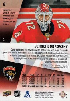 2023-24 SP Game Used - Jersey #6 Sergei Bobrovsky Back