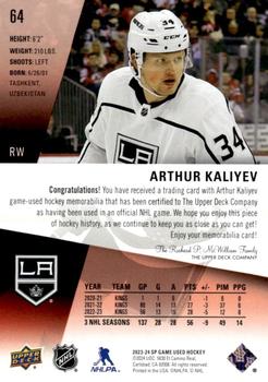 2023-24 SP Game Used - Jersey #64 Arthur Kaliyev Back