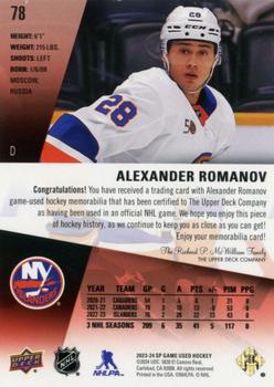 2023-24 SP Game Used - Jersey #78 Alexander Romanov Back