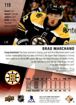 2023-24 SP Game Used - Jersey #119 Brad Marchand Back