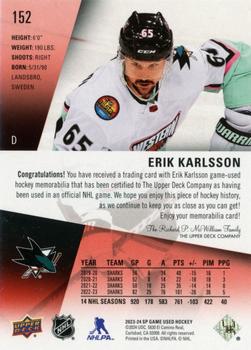 2023-24 SP Game Used - Jersey #152 Erik Karlsson Back