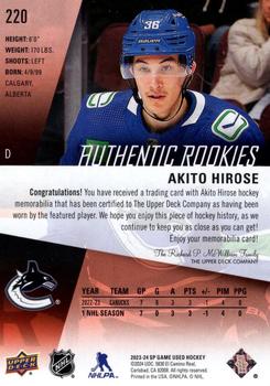 2023-24 SP Game Used - Jersey #220 Akito Hirose Back