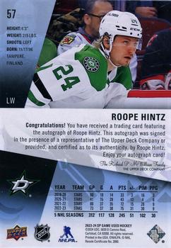 2023-24 SP Game Used - Auto #57 Roope Hintz Back