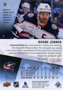 2023-24 SP Game Used - Auto #70 Boone Jenner Back