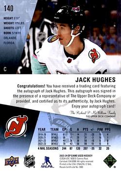 2023-24 SP Game Used - Auto #140 Jack Hughes Back