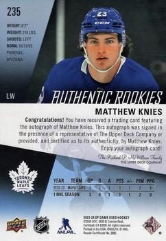 2023-24 SP Game Used - Auto #235 Matthew Knies Back
