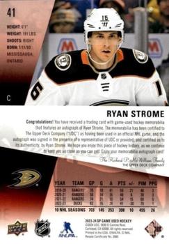 2023-24 SP Game Used - Auto Jersey #41 Ryan Strome Back