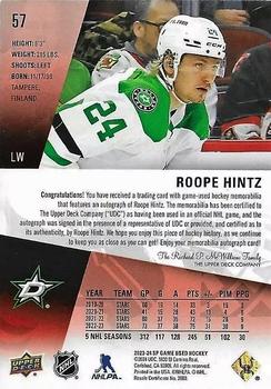 2023-24 SP Game Used - Auto Jersey #57 Roope Hintz Back