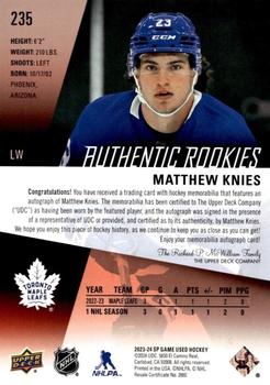 2023-24 SP Game Used - Auto Jersey #235 Matthew Knies Back