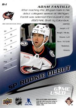 2023-24 SP Game Used - 2003-04 Retro Rookie Debut #R-1 Adam Fantilli Back