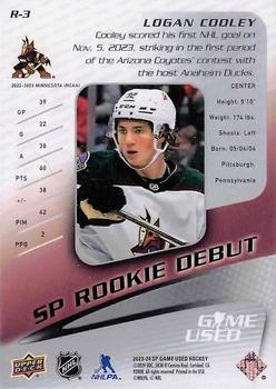 2023-24 SP Game Used - 2003-04 Retro Rookie Debut #R-3 Logan Cooley Back