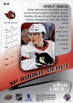 2023-24 SP Game Used - 2003-04 Retro Rookie Debut #R-9 Ridly Greig Back
