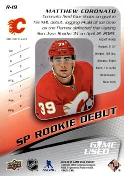 2023-24 SP Game Used - 2003-04 Retro Rookie Debut #R-19 Matthew Coronato Back