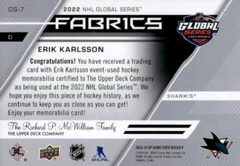 2023-24 SP Game Used - 2022 Global Series Fabrics #GS-7 Erik Karlsson Back