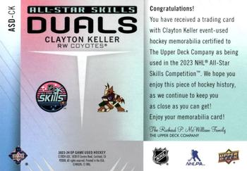 2023-24 SP Game Used - 2023 All-Star Skills Dual Jersey #ASD-CK Clayton Keller Back
