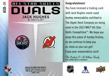 2023-24 SP Game Used - 2023 All-Star Skills Dual Jersey #ASD-JH Jack Hughes Back