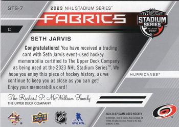 2023-24 SP Game Used - 2023 Stadium Series Fabrics #STS-7 Seth Jarvis Back