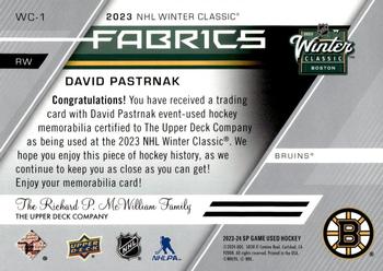 2023-24 SP Game Used - 2023 Winter Classic Fabrics #WC-1 David Pastrnak Back