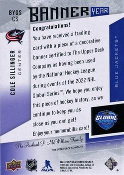 2023-24 SP Game Used - Banner Year 2022 Global Series #BYGS-CS Cole Sillinger Back