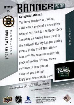 2023-24 SP Game Used - Banner Year 2023 Winter Classic #BYWC-JS Jeremy Swayman Back