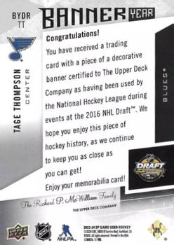 2023-24 SP Game Used - Banner Year NHL Draft #BYDR-TT Tage Thompson Back