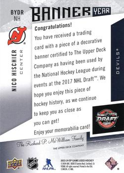 2023-24 SP Game Used - Banner Year NHL Draft #BYDR-NH Nico Hischier Back