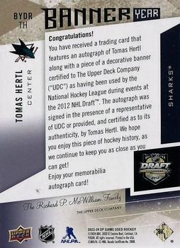 2023-24 SP Game Used - Banner Year NHL Draft Auto #BYDR-TH Tomas Hertl Back