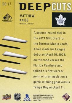 2023-24 SP Game Used - Deep Cuts #DC-17 Matthew Knies Back