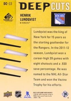 2023-24 SP Game Used - Deep Cuts #DC-33 Henrik Lundqvist Back
