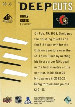 2023-24 SP Game Used - Deep Cuts #DC-36 Ridly Greig Back