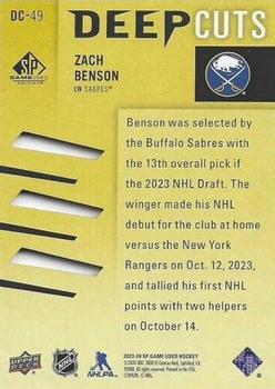 2023-24 SP Game Used - Deep Cuts #DC-49 Zach Benson Back