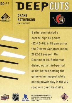 2023-24 SP Game Used - Deep Cuts #DC-57 Drake Batherson Back