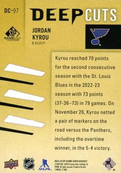 2023-24 SP Game Used - Deep Cuts #DC-97 Jordan Kyrou Back